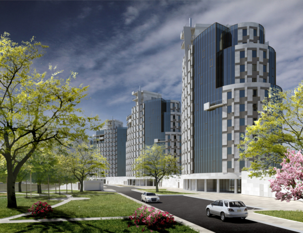 Проект многоквартирного жилого комплекса на Гвардейском проспекте в Калининграде, вид со двора