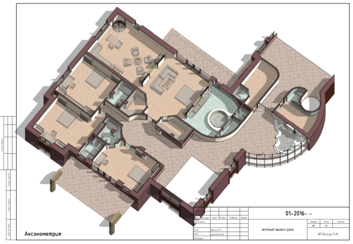 проект особняка на рублевке, планировка этажа в 3D