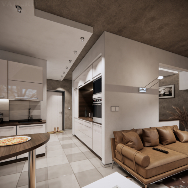 Дизайн квартиры в Ласкино, квартира-студия, эргономичный дизайн в маленьком пространстве