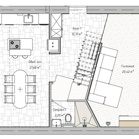 План первого этажа двухуровневой квартиры
