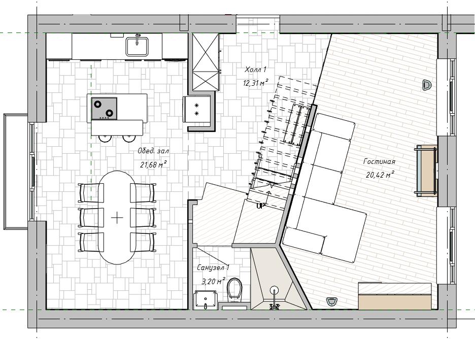 План первого этажа двухуровневой квартиры