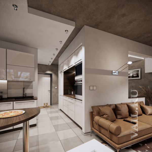 Дизайн квартиры в Ласкино, квартира-студия, эргономичный дизайн в маленьком пространстве